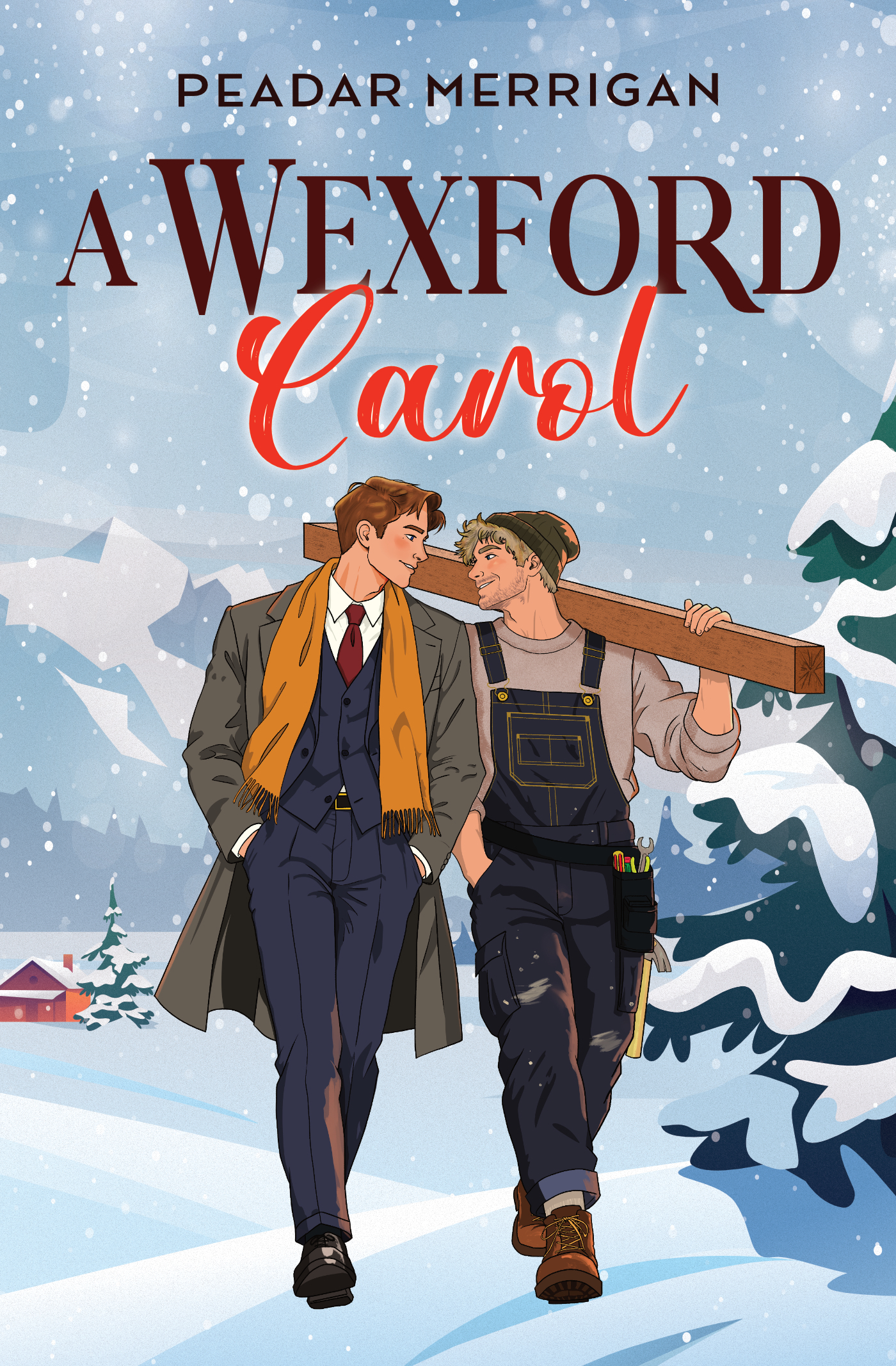 A Wexford Carol by Peadar Merrigan, featuring two men together in a snowy village